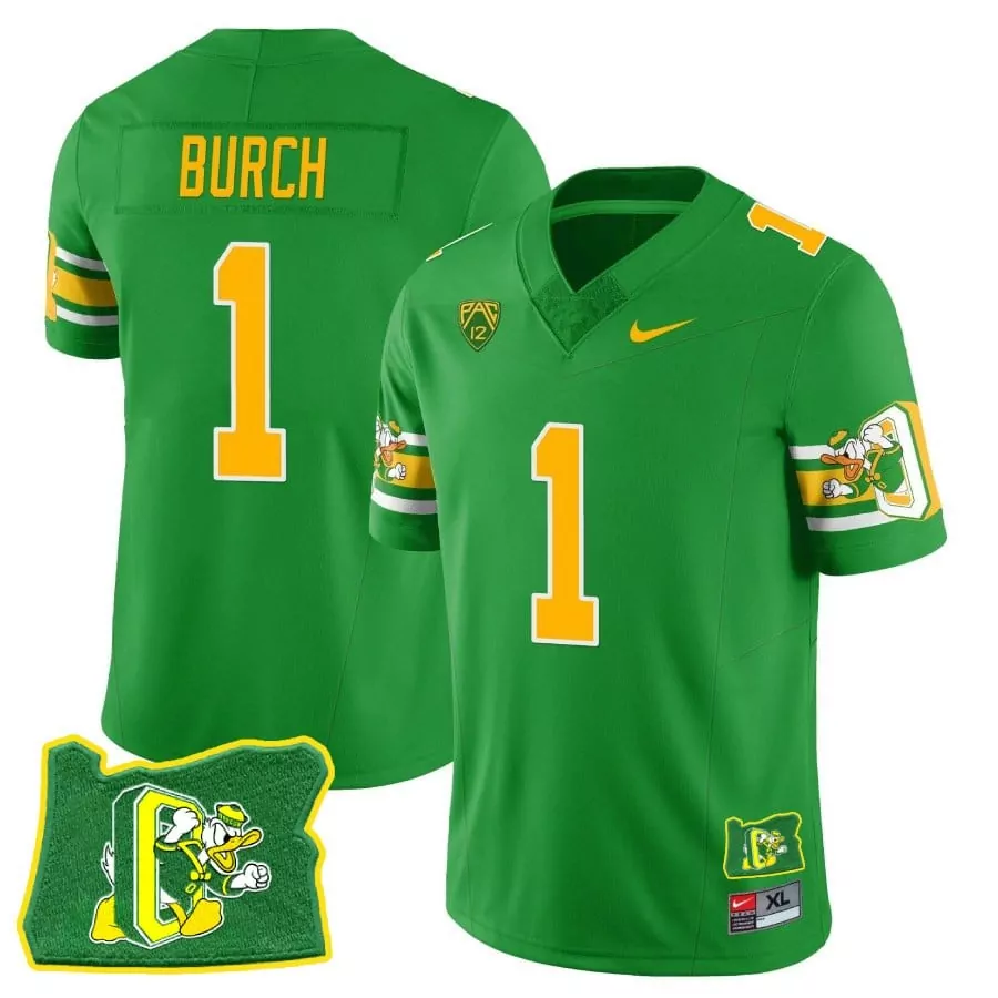 burch 1 men s stitched oregon ducks green jersey 1984 name patch
