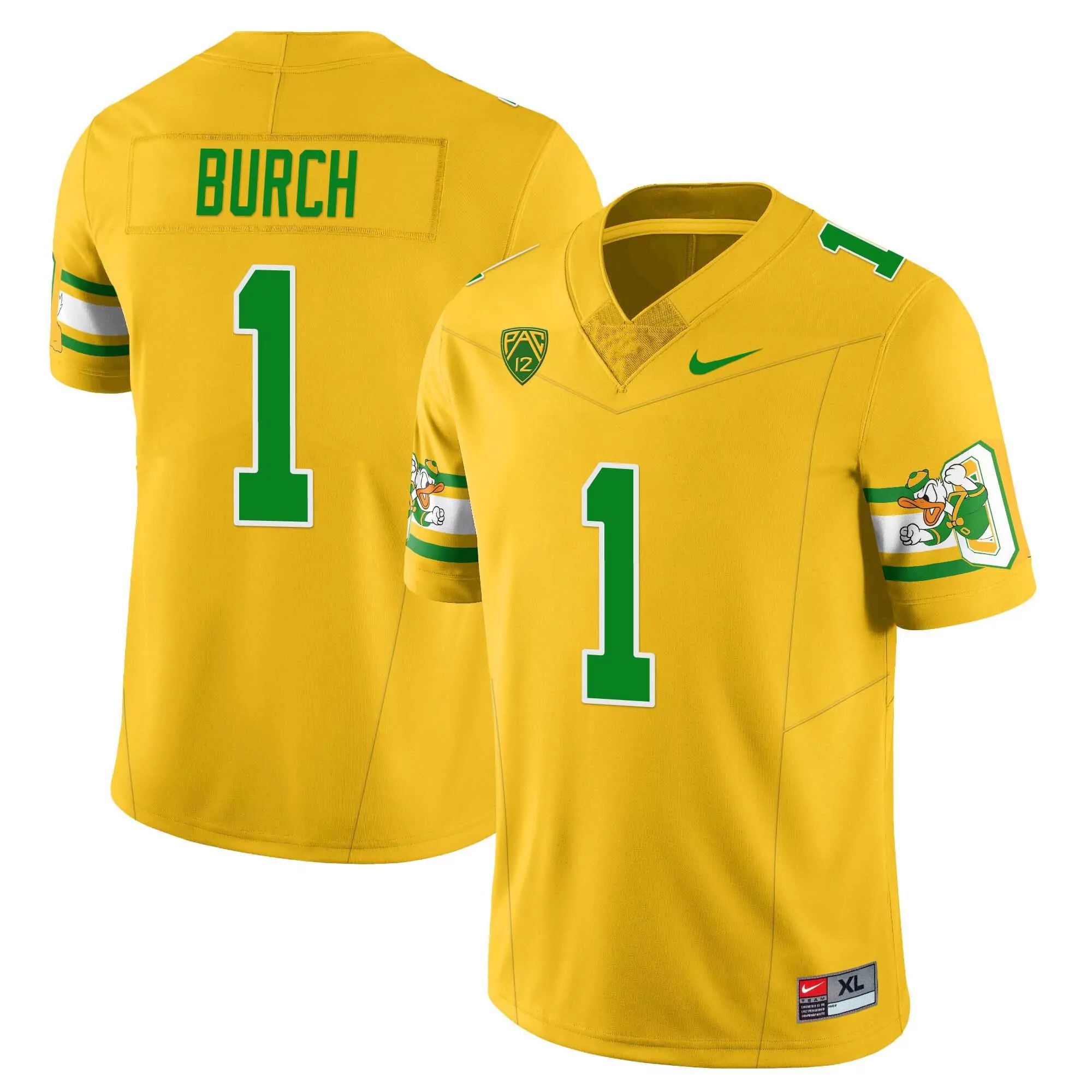 burch 1 stitched men s oregon ducks yellow jersey 1984 style name patch