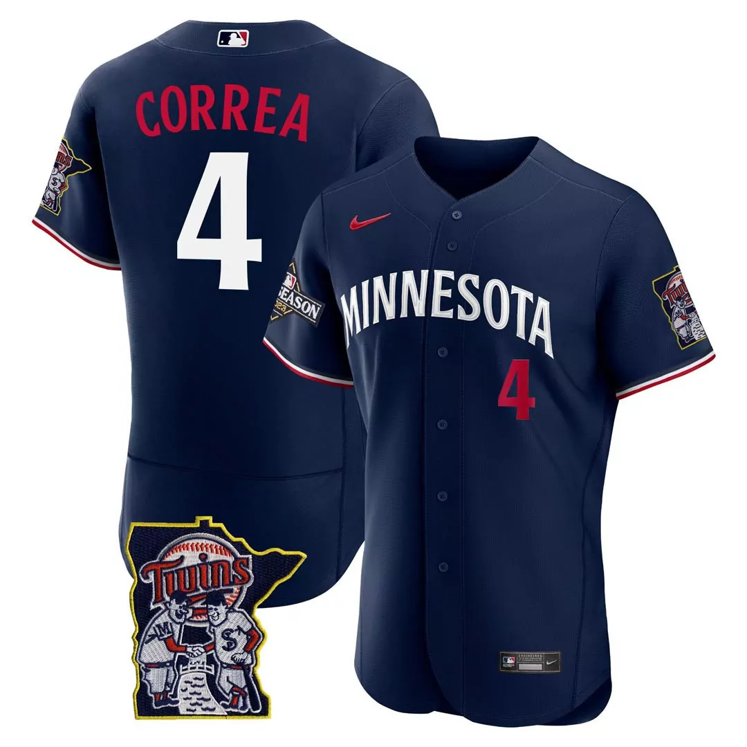 correa 4 minnesota twins men s navy stitched name patch jersey 2023