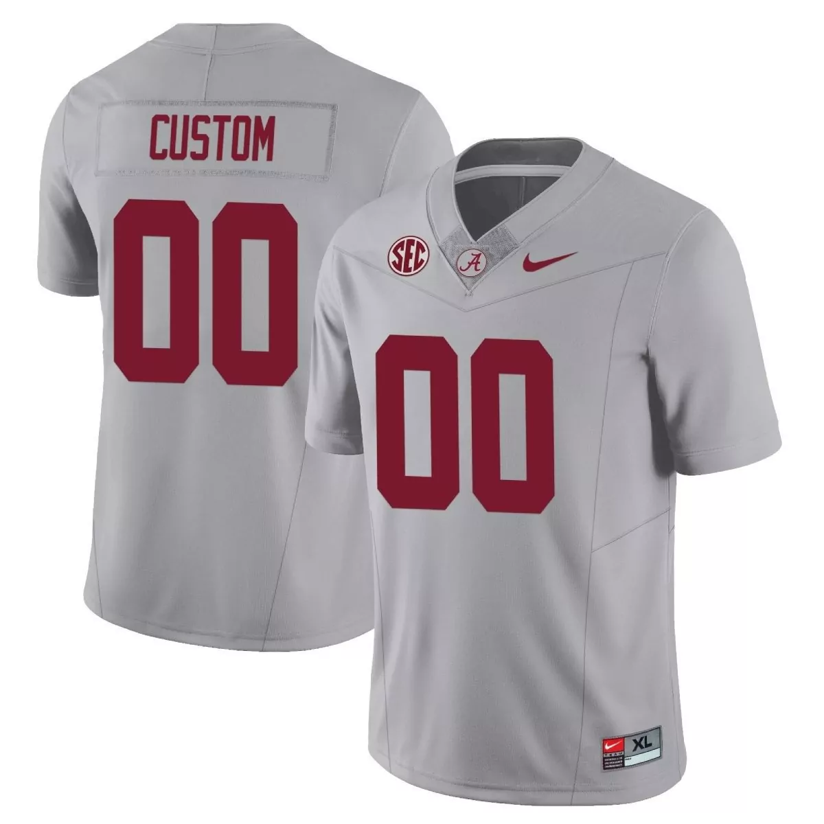 custom 00 alabama crimson tide football jersey all stitched gray men 2023 name patch
