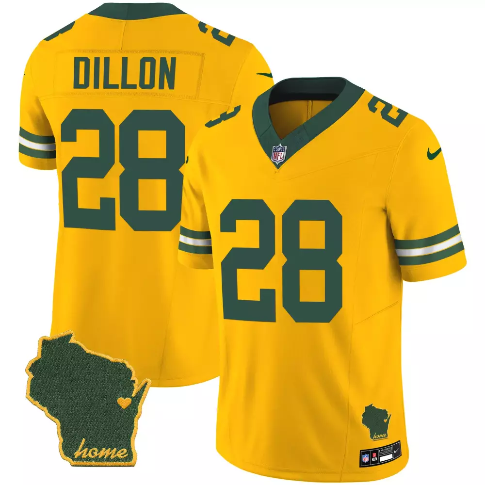 Dillon 28 Green Bay Packers Home Jersey | All Stitched 2023 Name Patch | For Men, Women & Youth