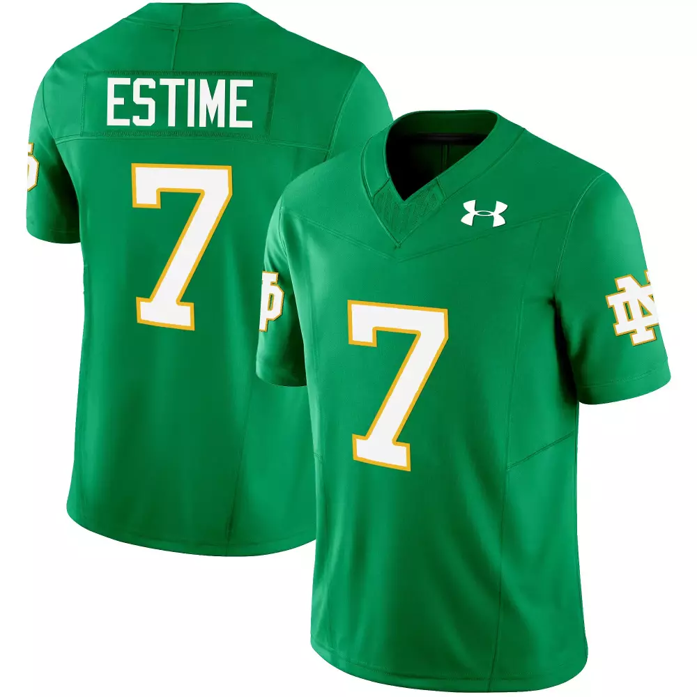estime 7 men s green notre dame fighting irish stitched jersey 2023 name patch