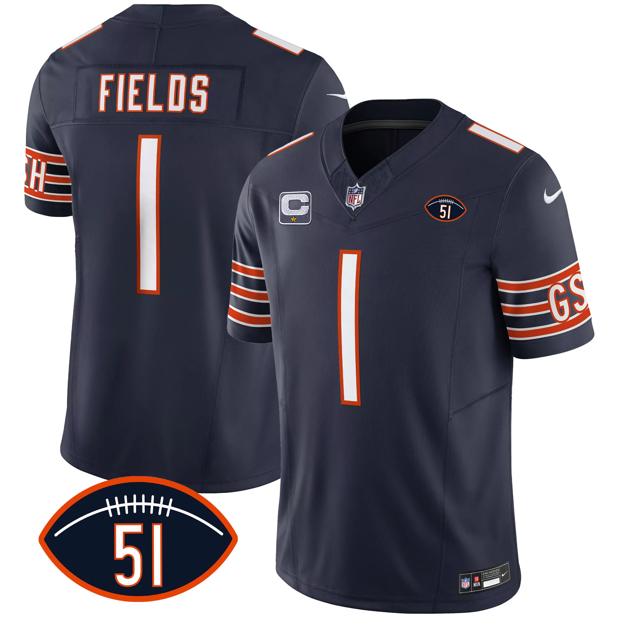 fields 1 chicago bears men s all stitched jersey shirt color block style 2023