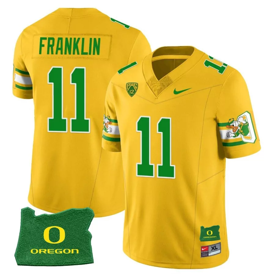 franklin 11 oregon ducks men s stitched jersey yellow 1984 name patch