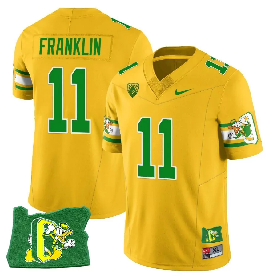 franklin 11 oregon ducks stitched jersey yellow men s style name patch 1984