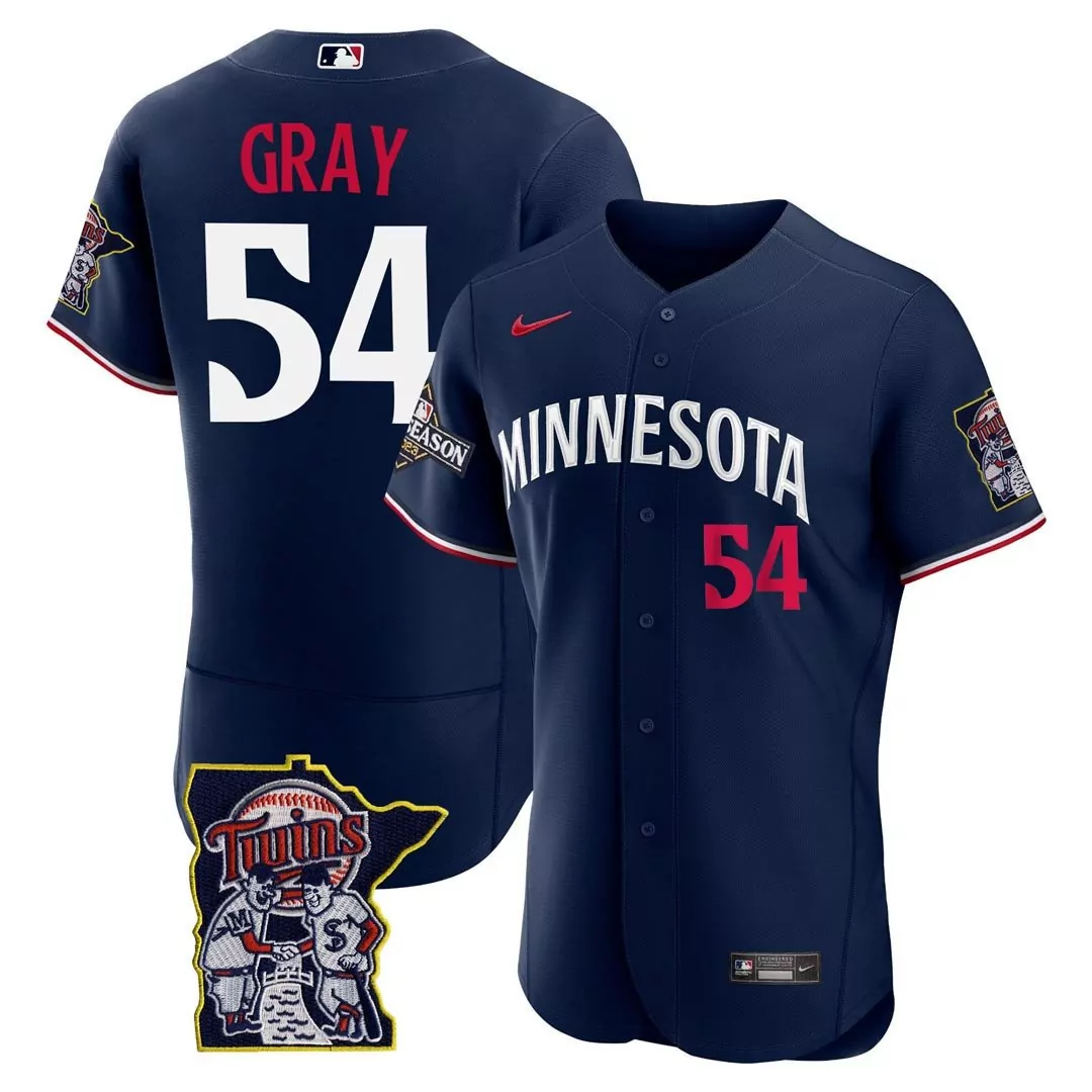 gray 54 minnesota twins men s navy all stitched jersey name patch 2023