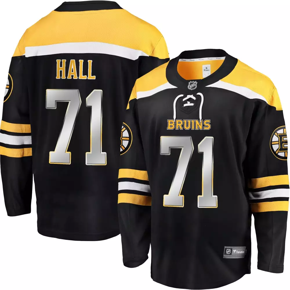 hall 71 men s boston bruins black stitched jersey with name patch 2023