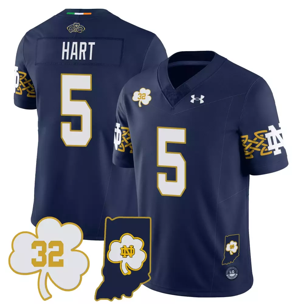 hart 5 men s notre dame fighting irish green all stitched jersey 2023 name patch