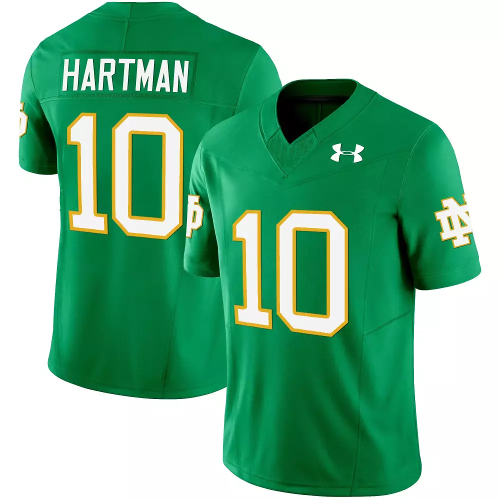 hartman 10 men s notre dame fighting irish green all stitched jersey name patch 2023