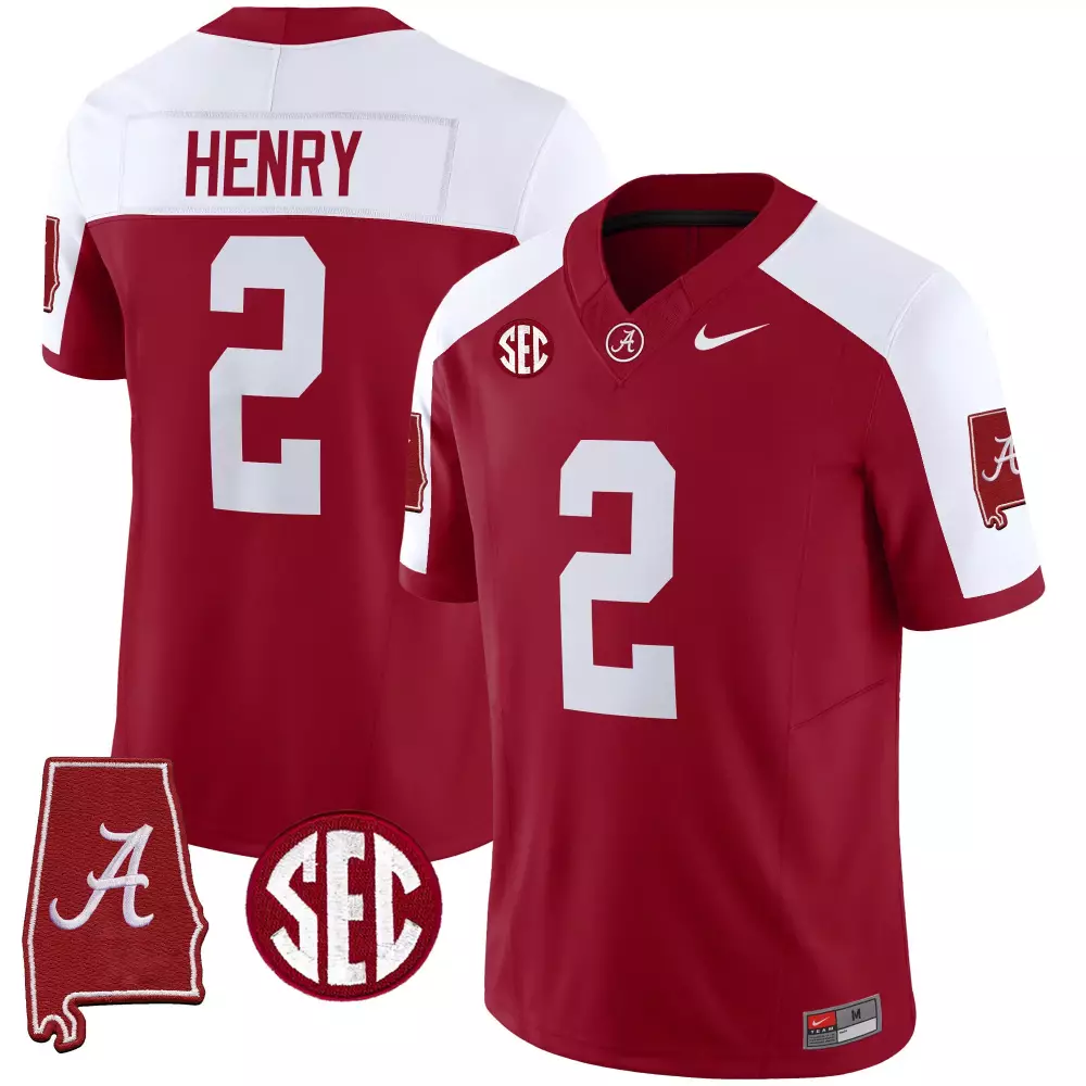 Henry 2 Alabama Crimson Tide Black Stitched Jersey Name Patch | Men's 2023 National Champions | Fan Gear for Men, Women & Youth