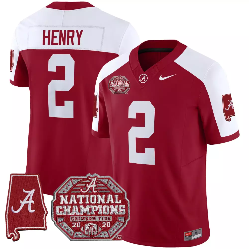 Henry 2 Alabama Crimson Tide 2020 Stitched Jersey | National Champions Style | Replica Fan Gear for Men, Women & Youth