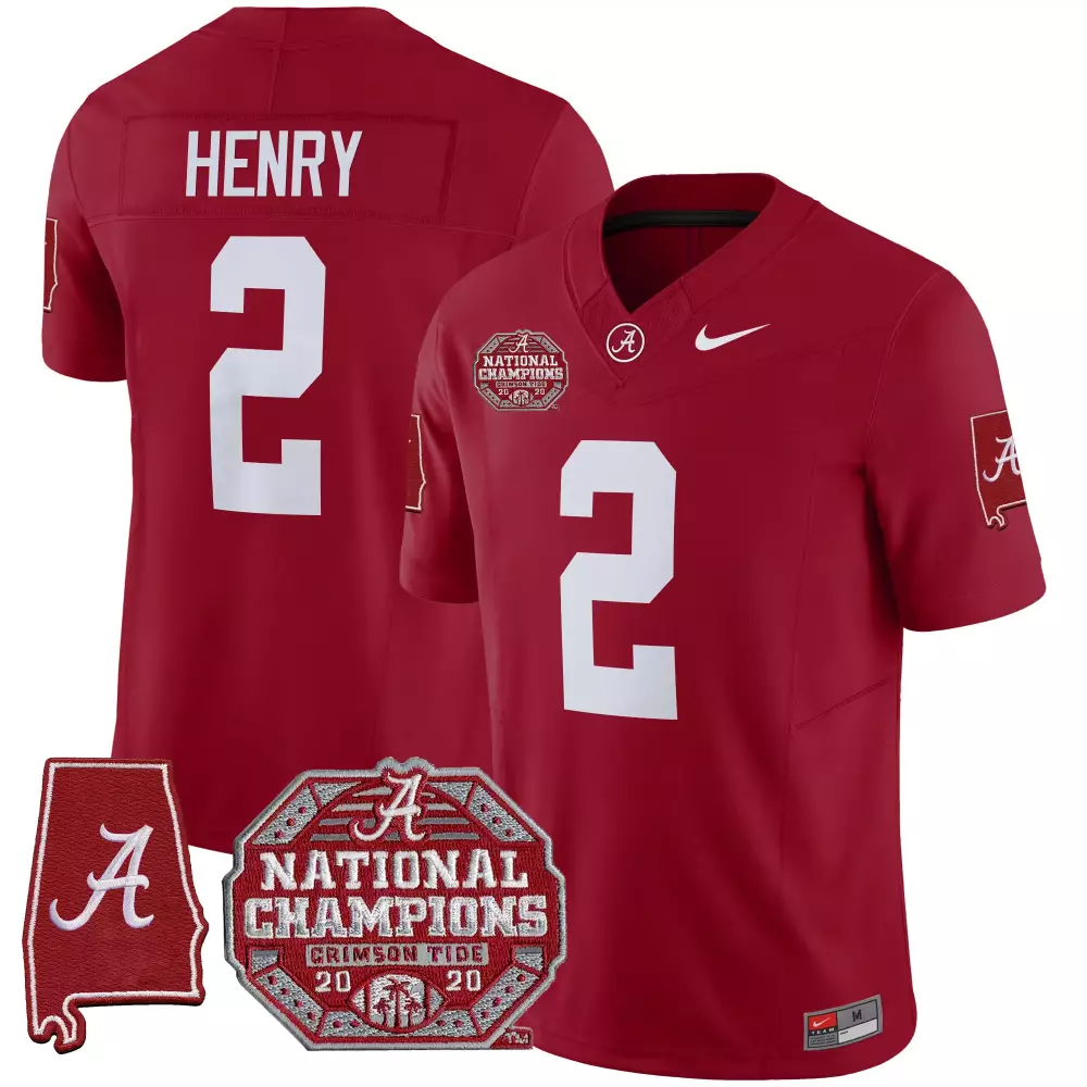 Henry 2 Alabama Crimson Tide Black Stitched Jersey Name Patch | Men's 2023 National Champions | Fan Gear for Men, Women & Youth