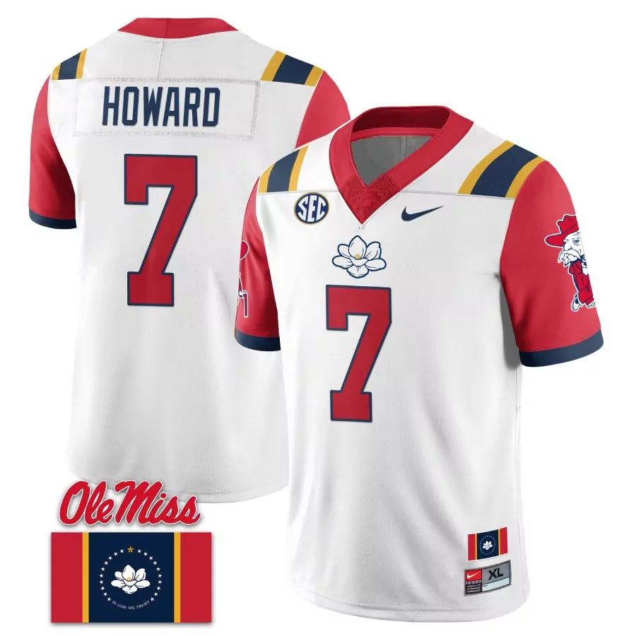 howard 7 ole miss rebels 2023 light blue jersey all stitched name patch men s style