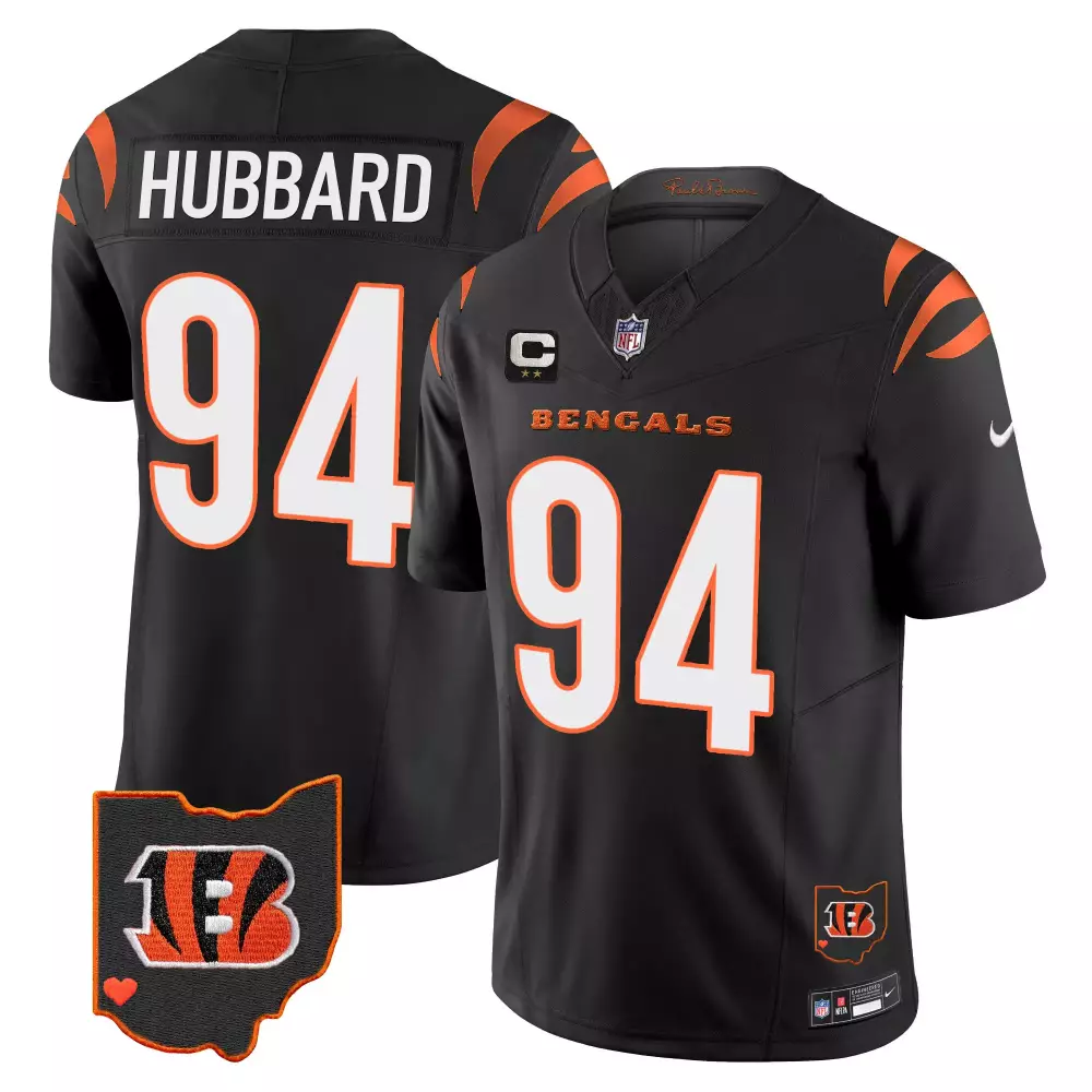 Hubbard 94 Cincinnati Bengals 2023 Men's Black Stitched Jersey | Name Patch | Game Day Outfit | For Men, Women & Youth
