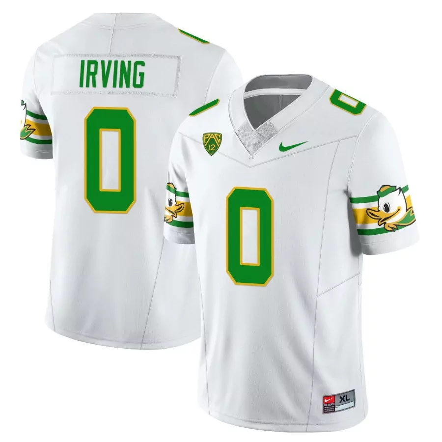 irving 0 men s oregon ducks stitched white jersey with name patch 2023