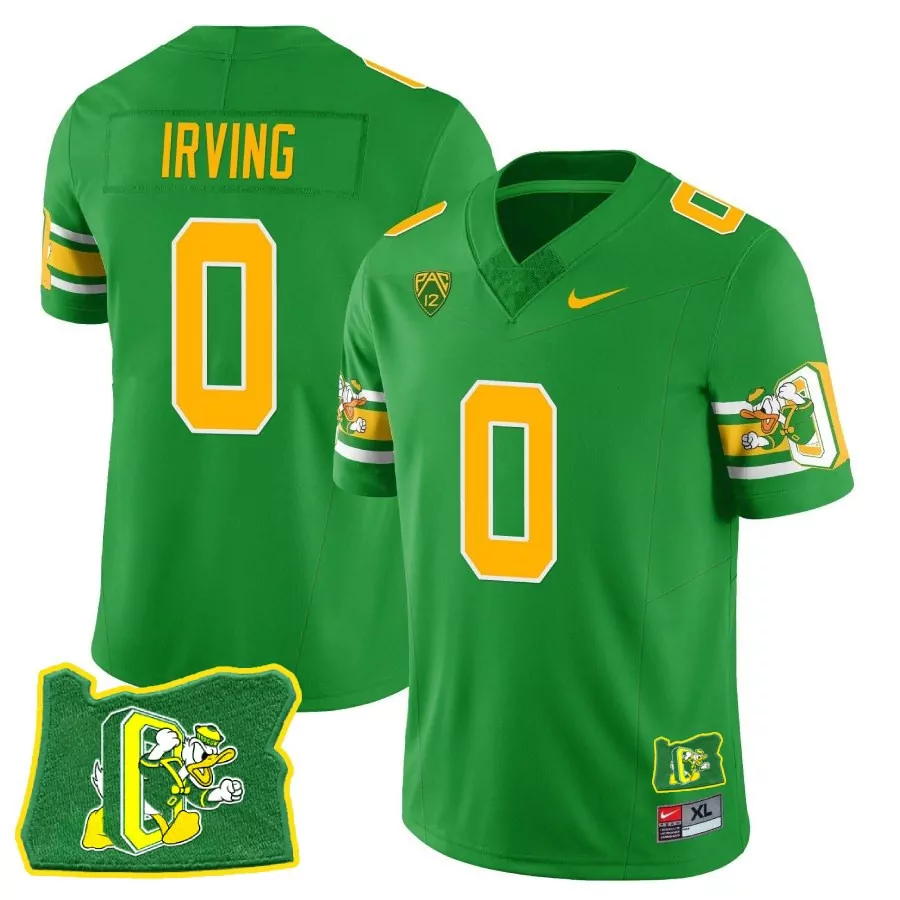 irving 0 men s stitched oregon ducks green jersey 1984 name patch