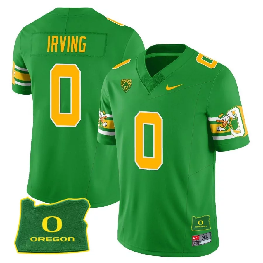 irving 0 oregon ducks green stitched jersey men s 1984 name patch style
