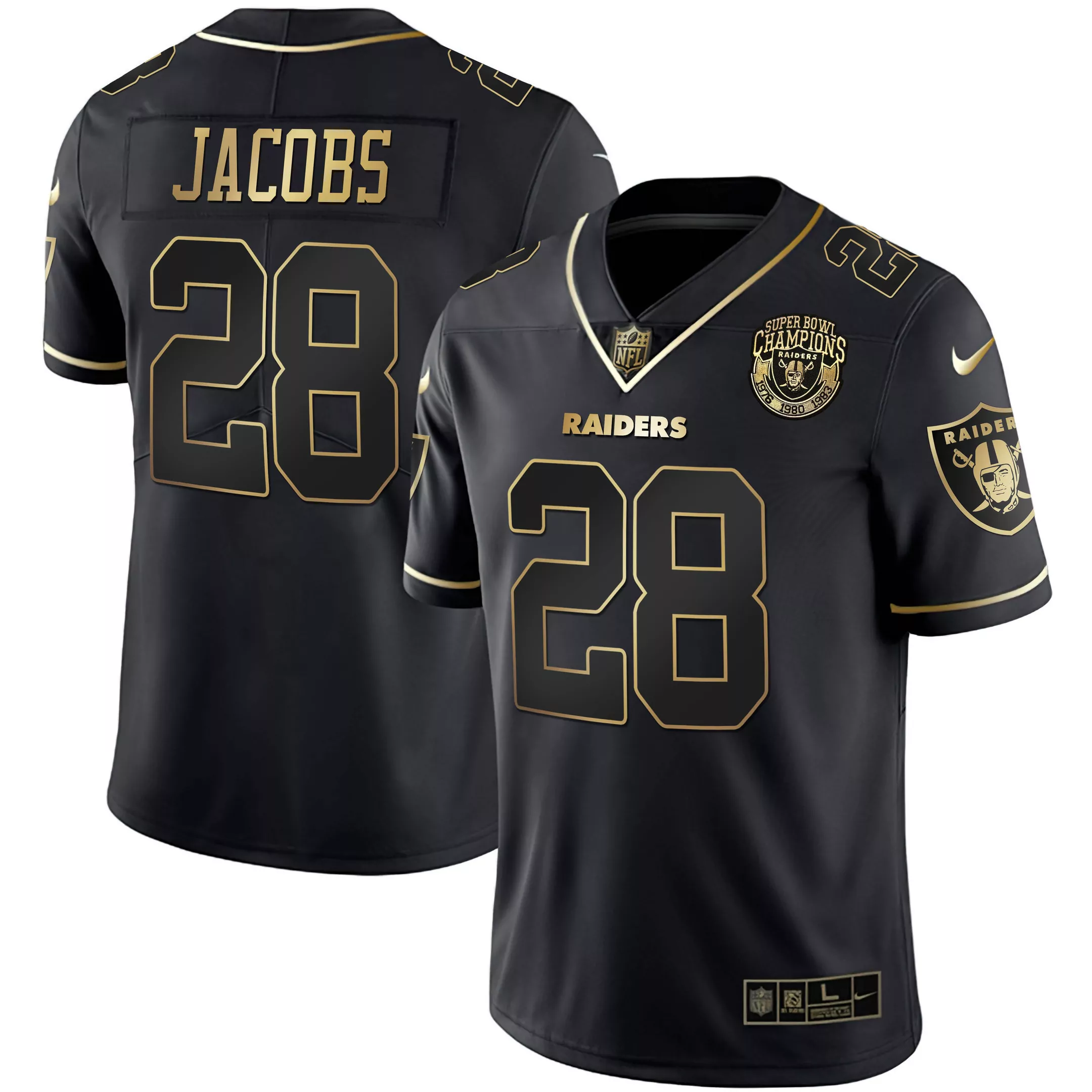 jacobs 28 men s black stitched raiders jersey with name patch 1980 super bowl champions