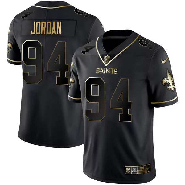 jordan 94 new orleans saints men s black all stitched jersey name patch 2023
