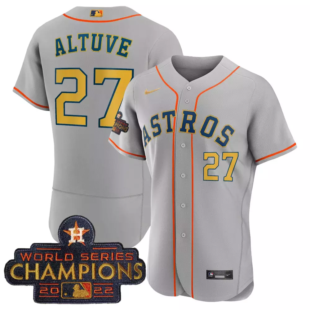jose altuve 27 men s gray stitched jersey with name patch 2022 world series champions