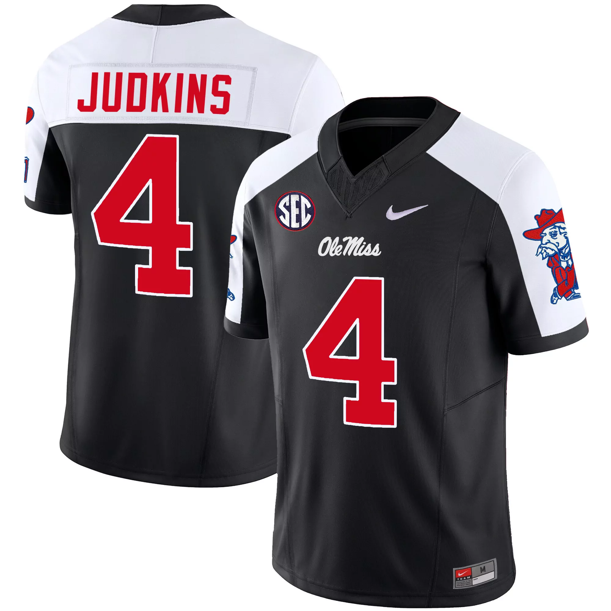 judkins 4 men s ole miss rebels black all stitched jersey name patch 2023