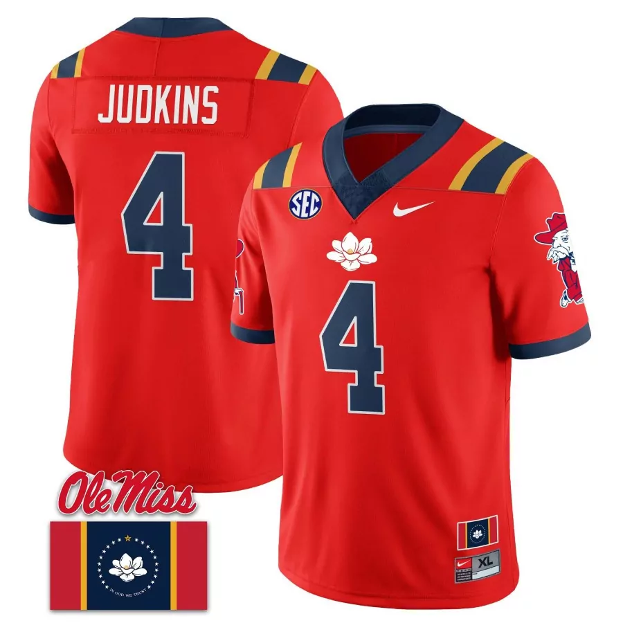 judkins 4 ole miss rebels red men s jersey all stitched with name patch 2023