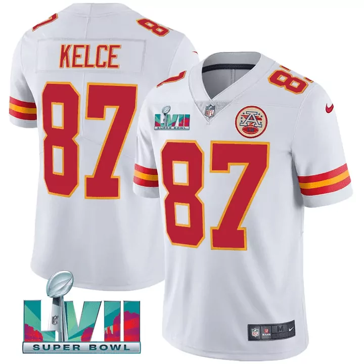 kelce 87 kansas city chiefs men s red and white stitched jersey with name patch 2023