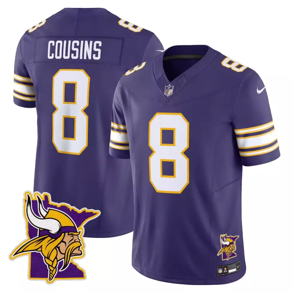 Kirk Cousins 8 Minnesota Vikings Women's Black Stitched Vapor Jersey | 2023 | Stylish Fan Gear | For Women, Men & Youth