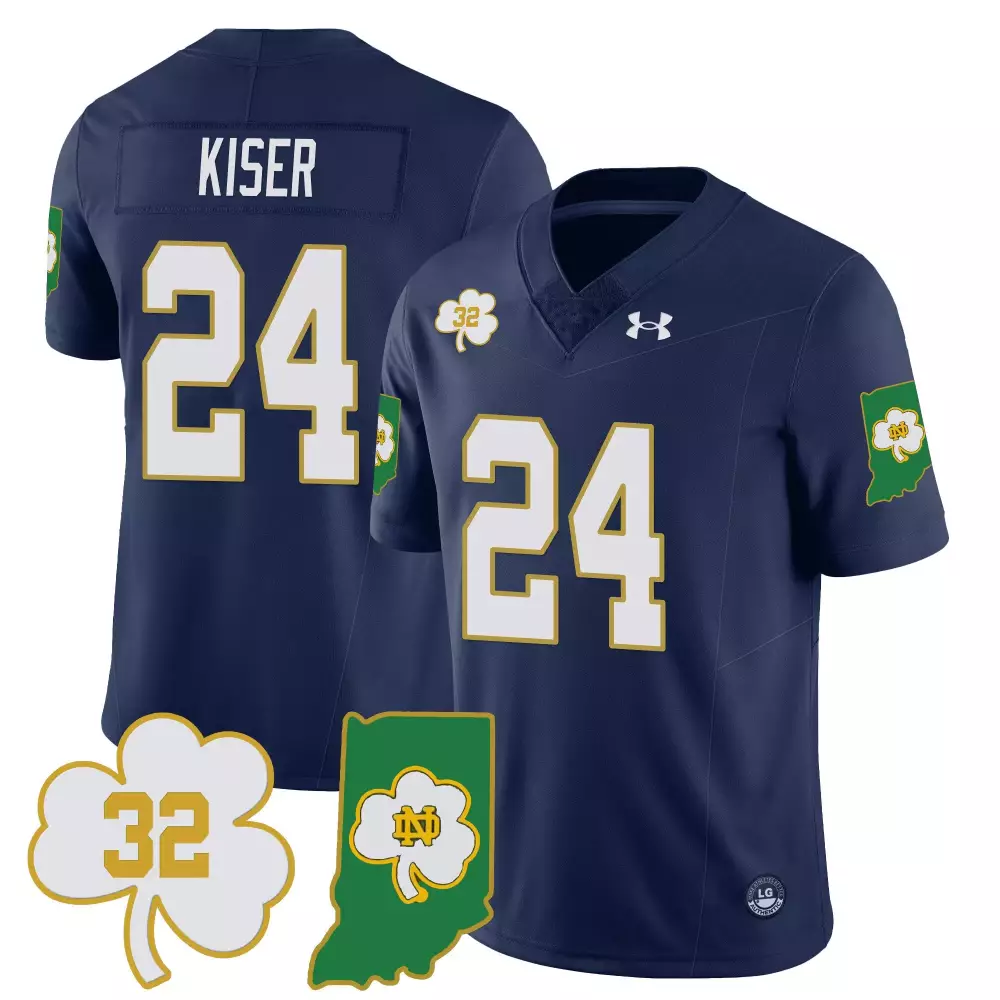 kiser 24 men s notre dame fighting irish navy stitched jersey with name patch 2023