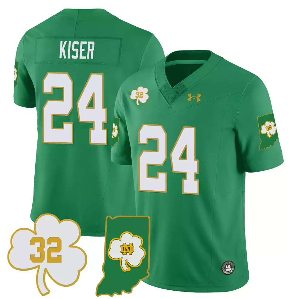 kiser 24 men s vapor jersey green notre dame fighting irish 2025 sugar bowl champions