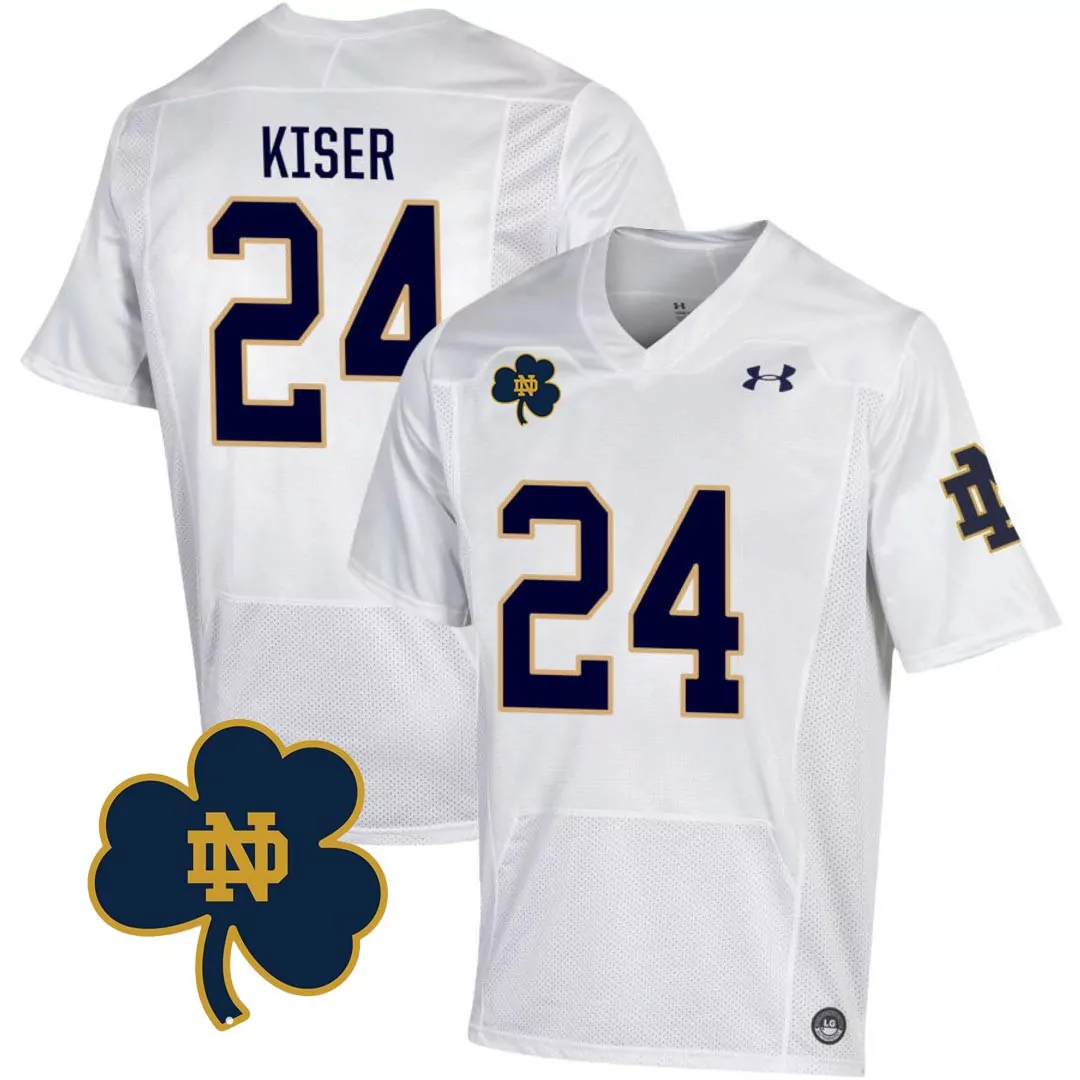 kiser 24 men s notre dame green jersey all stitched with name patch 2023