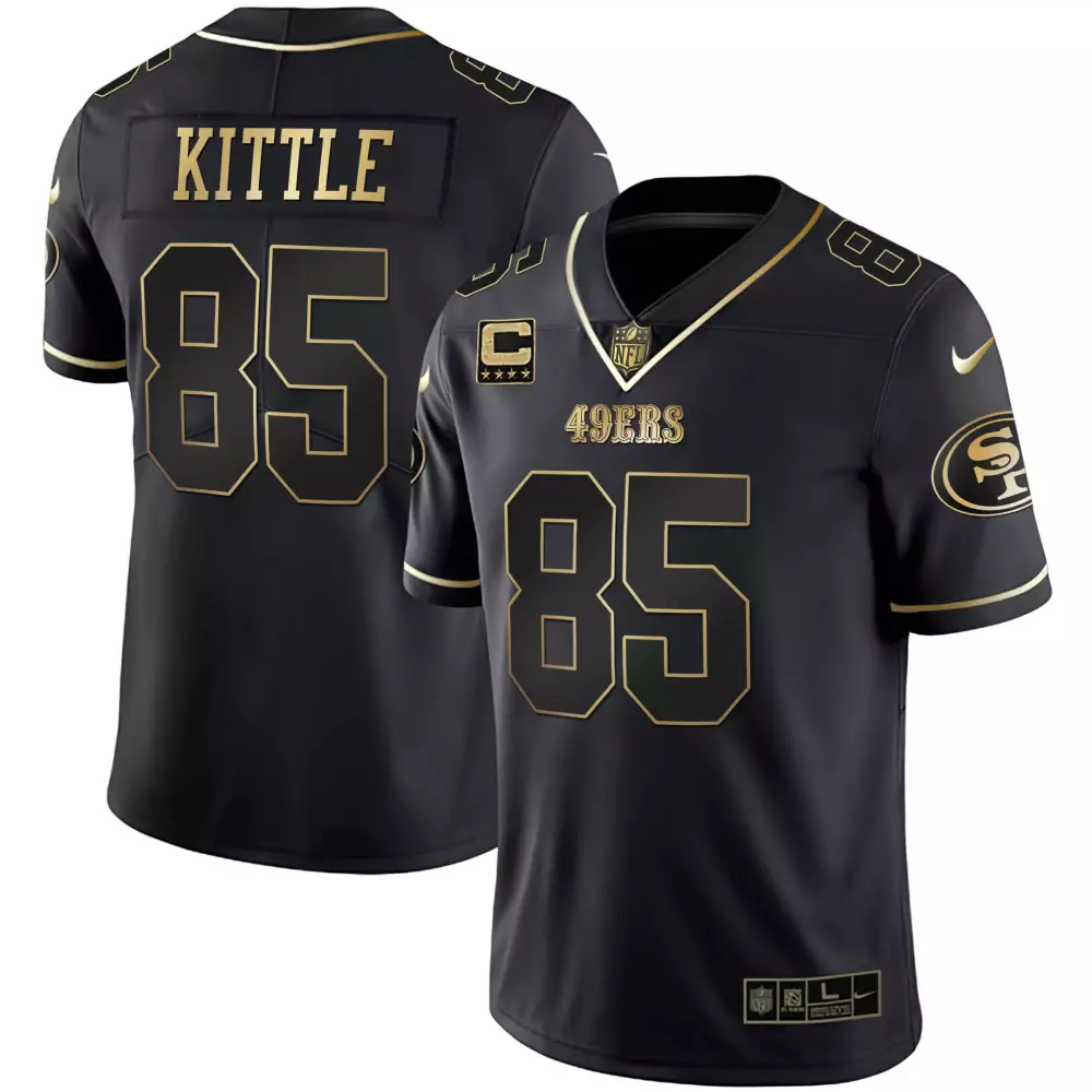 Kittle 85 San Francisco 49ers 2023 Black Stitched Jersey | Name Patch | For Men, Women & Youth