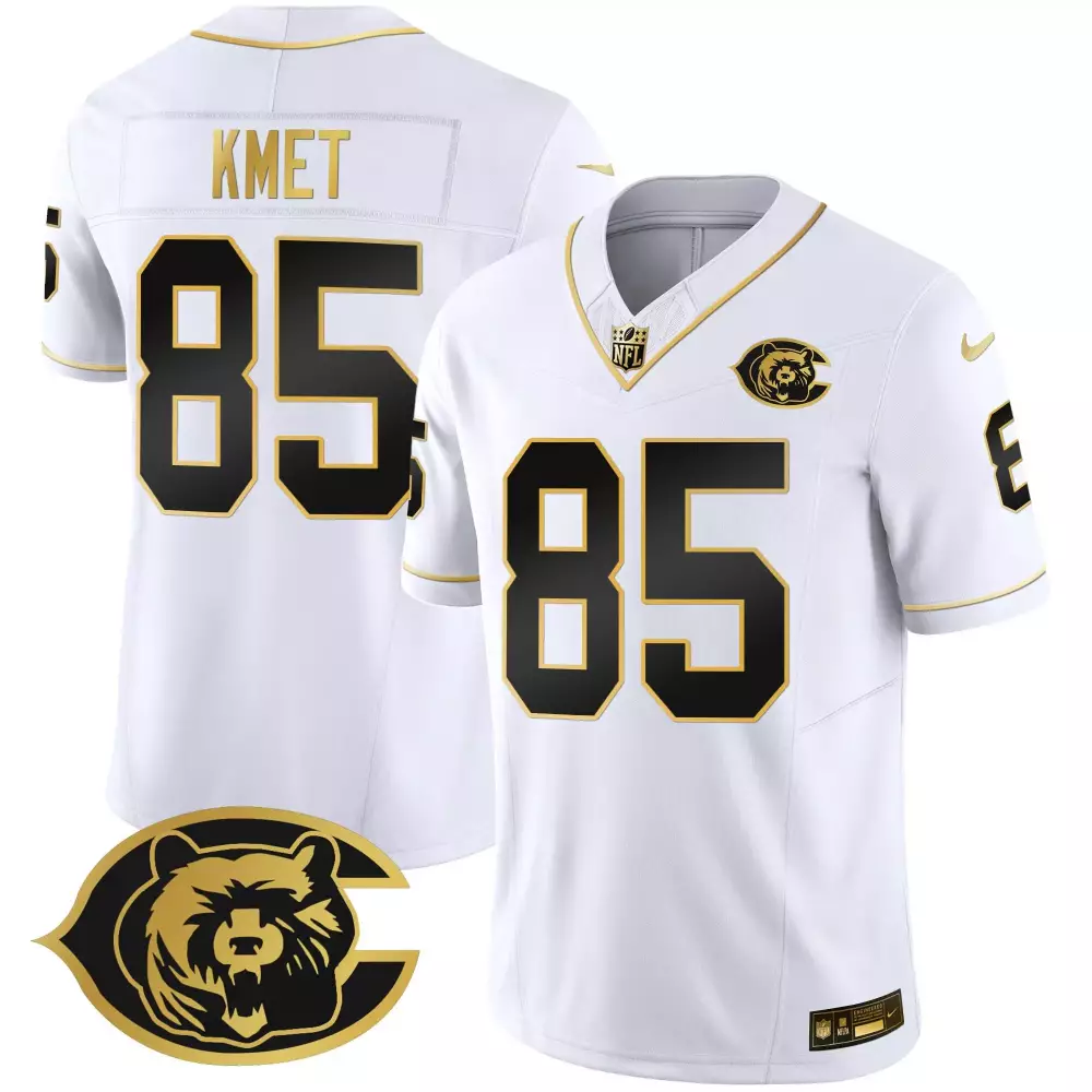 kmet 85 men s bears white all stitched jersey with name patch 2023