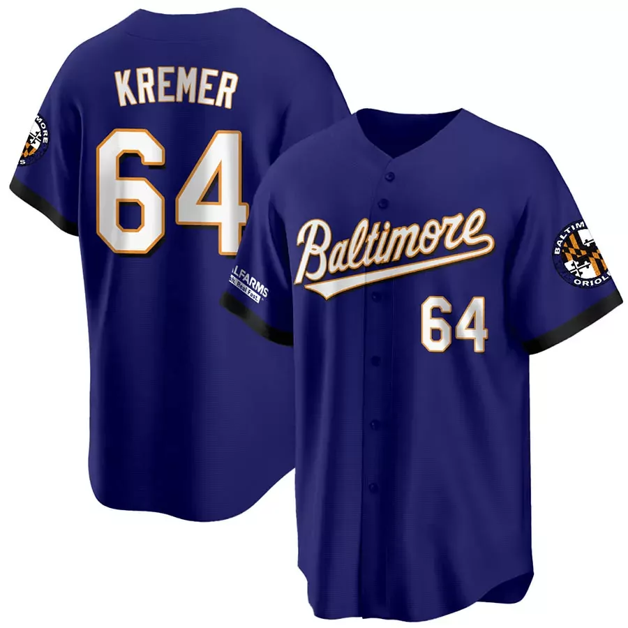 Kremer 64 Baltimore Orioles Purple Pride Jersey | Men's All Stitched Name Patch 2023 | Stylish Fan Gear | For Men, Women & Youth