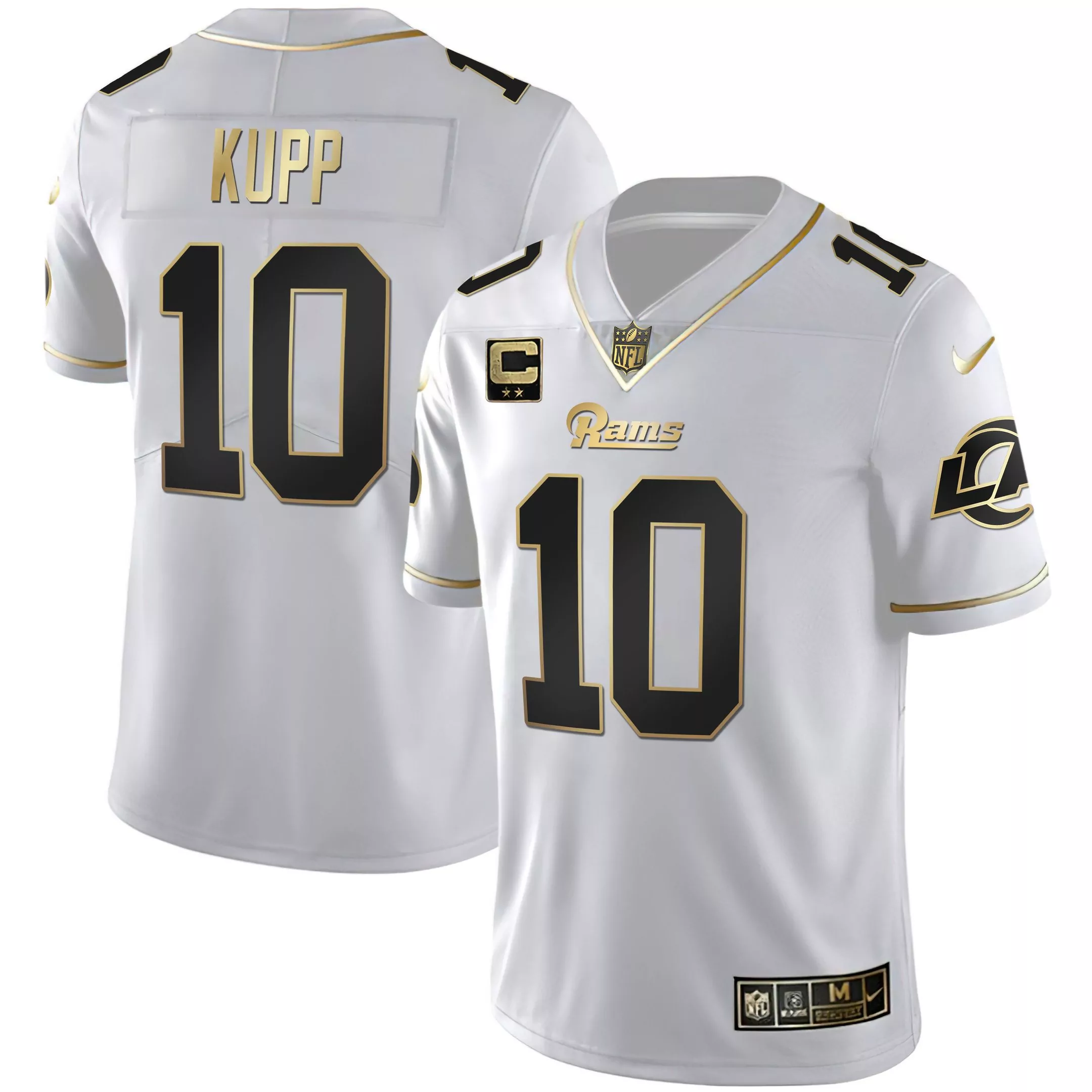 kupp 10 men s los angeles rams white gold stitched jersey with name patch 2023