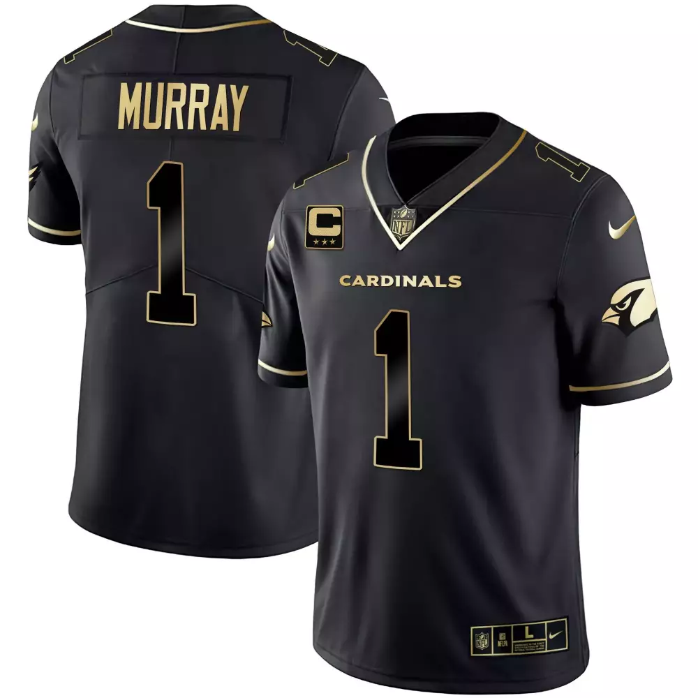 Kyler Murray 1 Men's Arizona Cardinals Black & Gold Stitched Jersey | Name Patch Edition 2023 | Fan Gear for Men, Women & Youth