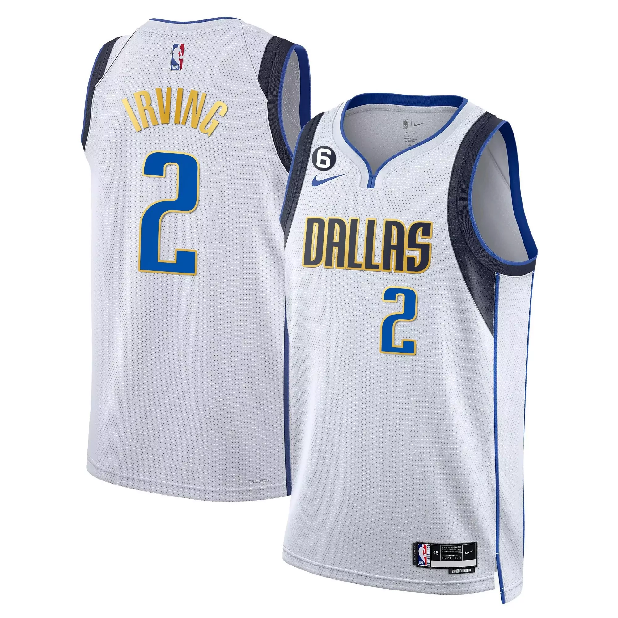 kyrie irving 2 dallas mavericks men s white jersey all stitched name patch 2023