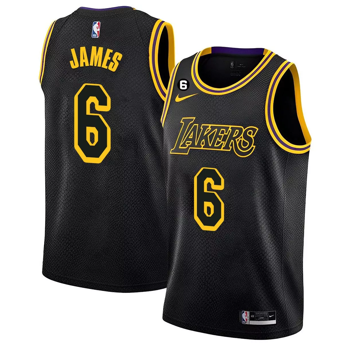 lebron james 6 men s black los angeles lakers 2023 all stitched jersey with name patch