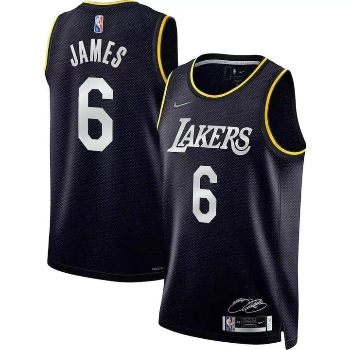 lebron james 6 men s black los angeles lakers 2023 all stitched jersey with name patch