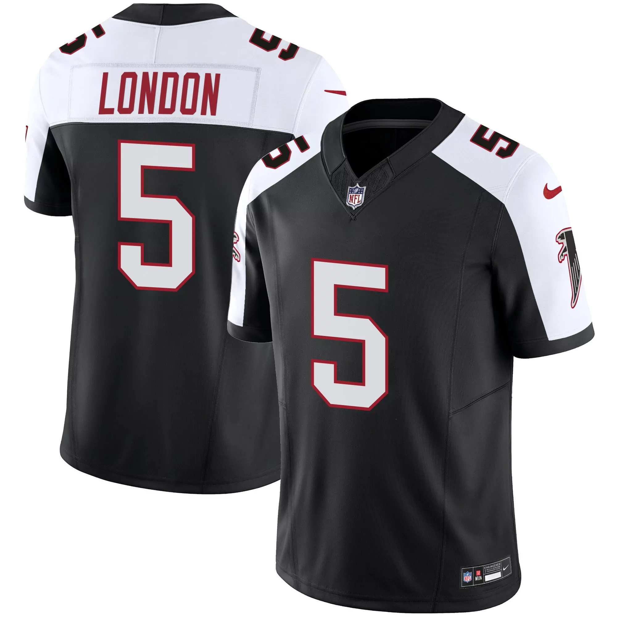 london 5 atlanta falcons men s black stitched jersey with name patch 2023 3