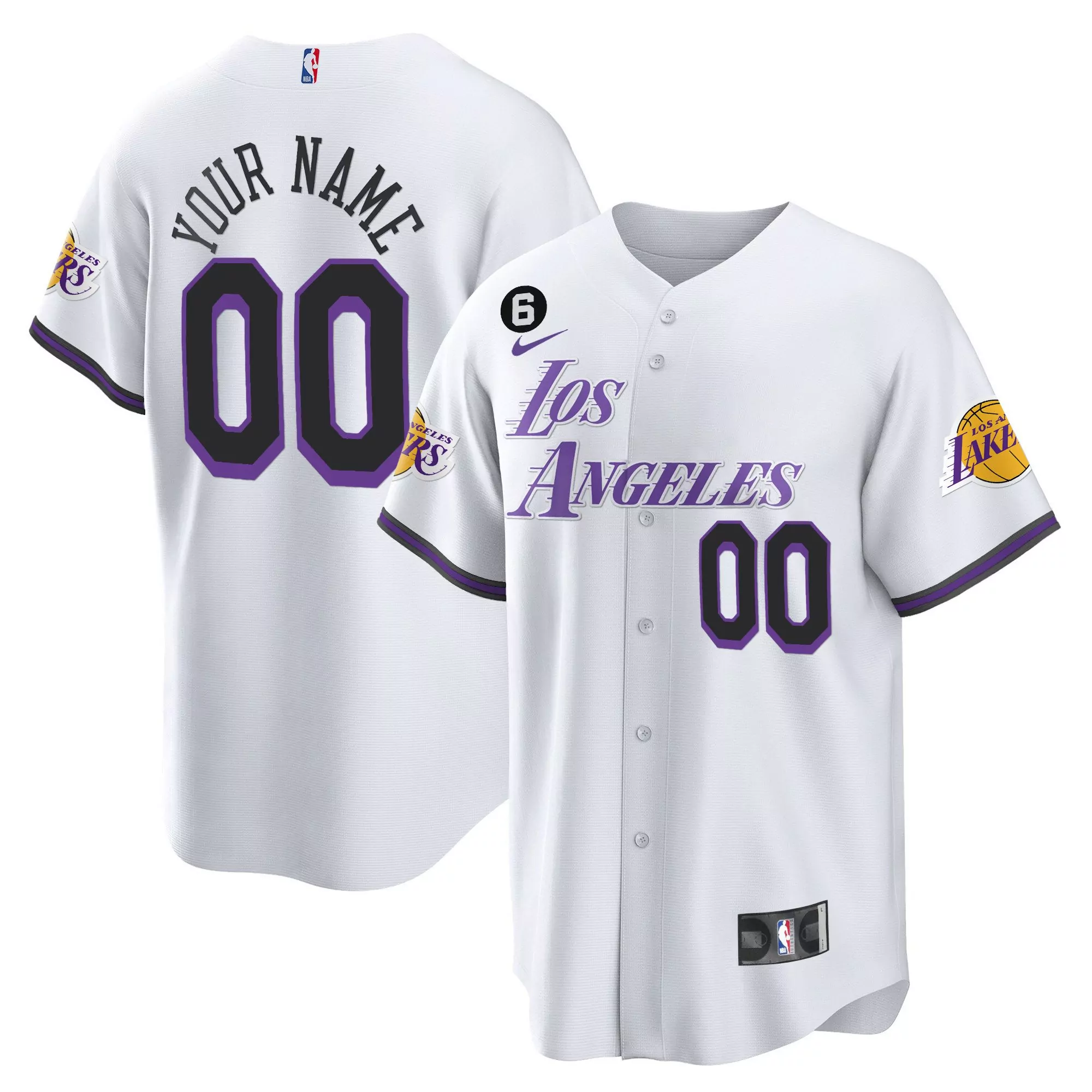 los angeles lakers custom name patch stitched jersey white 2023 men s style