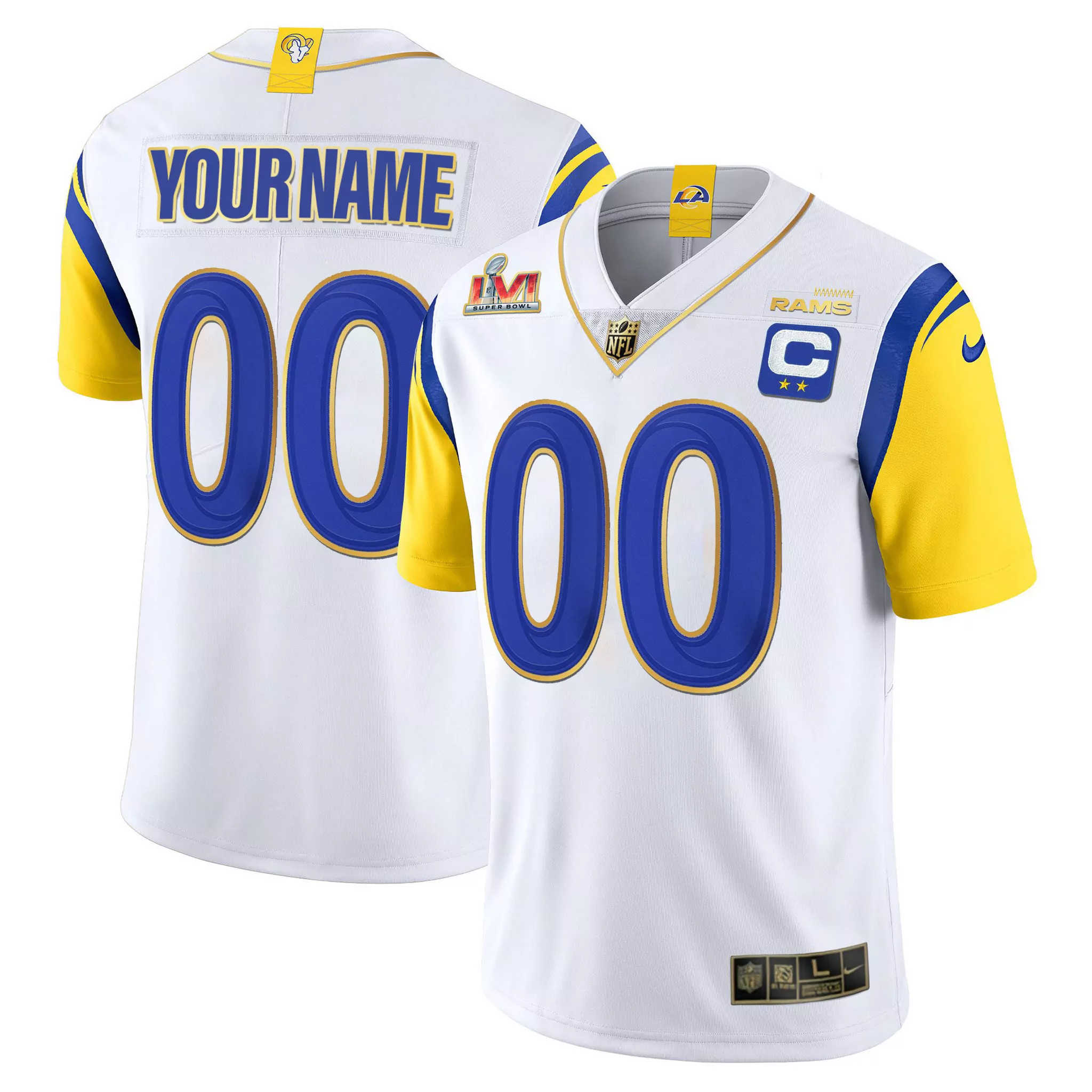 los angeles rams white stitched jersey all name patch 2022 male style