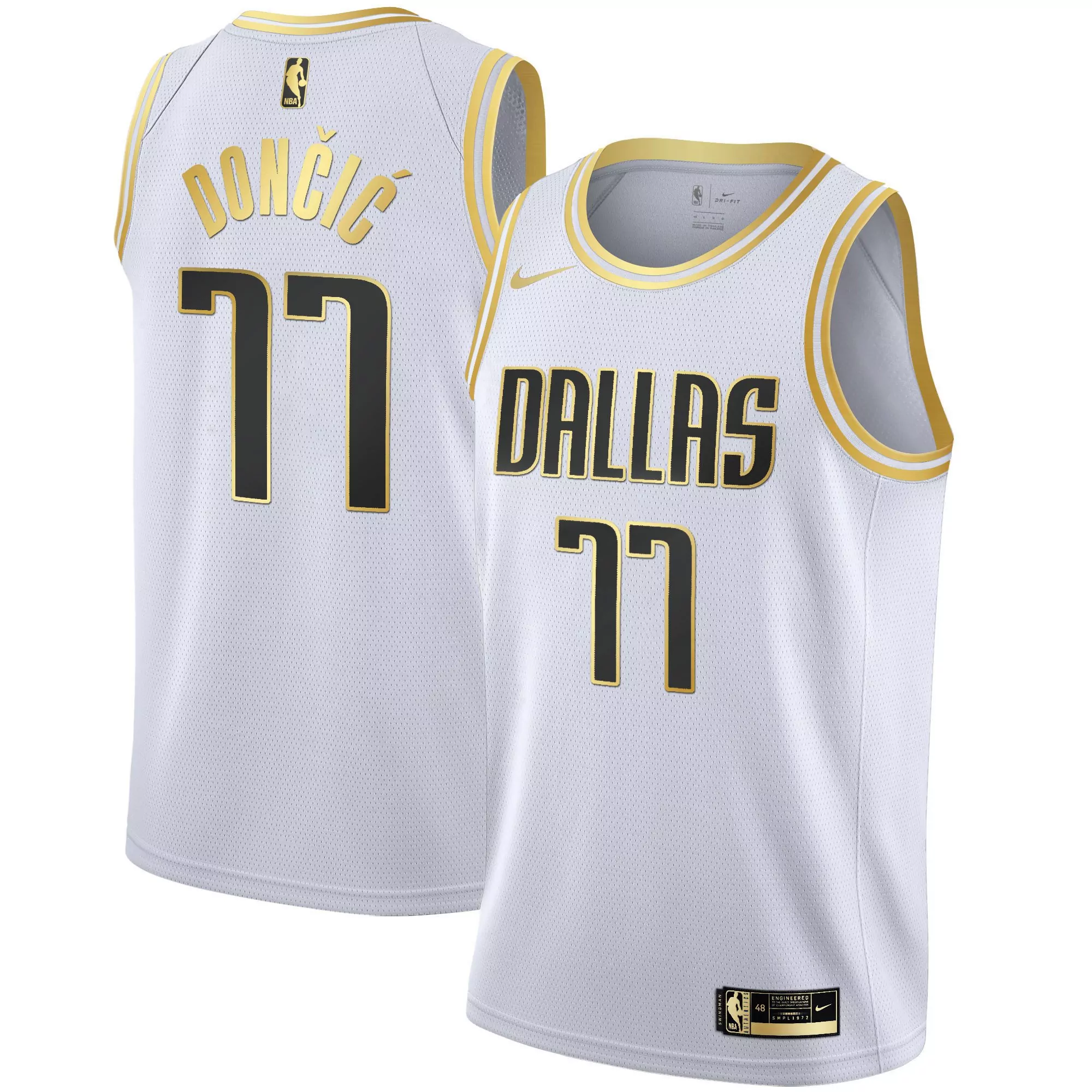 luka doncic 77 dallas mavericks white gold stitched jersey men s name patch 2023