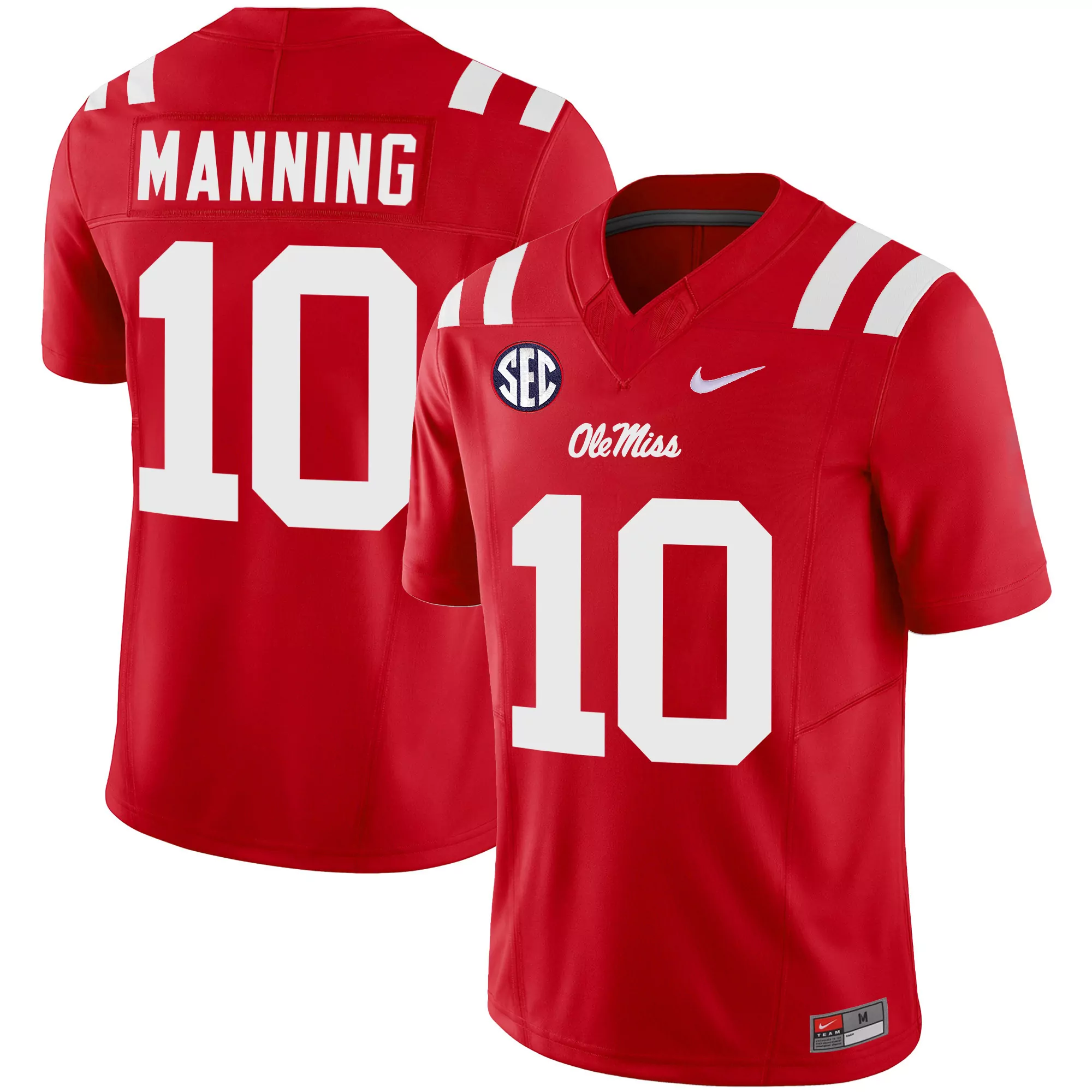 manning 10 men s red ole miss rebels 2023 all stitched jersey with name patch