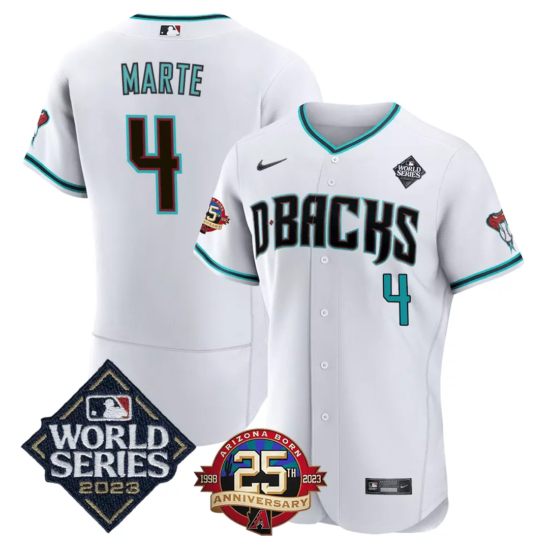marte 4 arizona diamondbacks white jersey all stitched 2023 world series 25th anniversary men s style