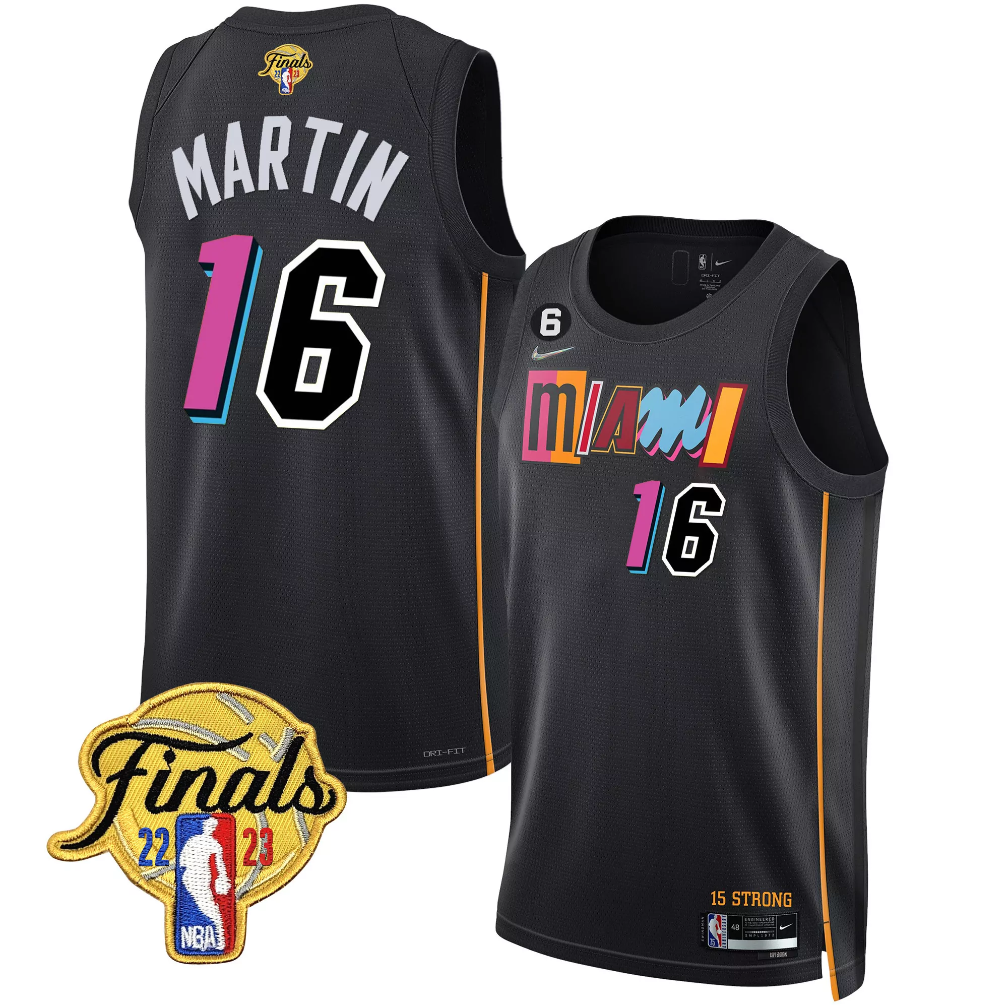 martin 16 miami heat 2022 men s finals all stitched vapor jersey black