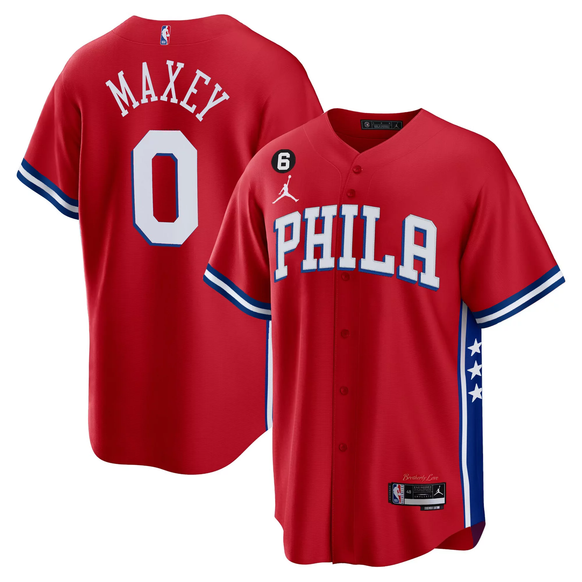 maxey 0 men s philadelphia 76ers black stitched jersey 2023 style name patch