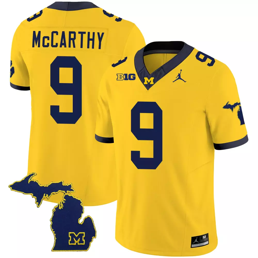 McCarthy 9 Michigan Wolverines Yellow All Stitched Vapor Jersey | 2022-23 Limited Edition | Game Day Outfit | For Men, Women & Youth