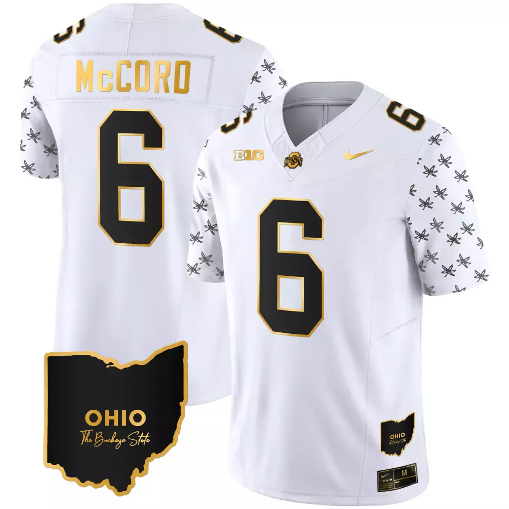 McCord 6 Ohio State Buckeyes 2023 White Stitched Jersey | Name Patch | Replica Fan Gear | For Men, Women & Youth