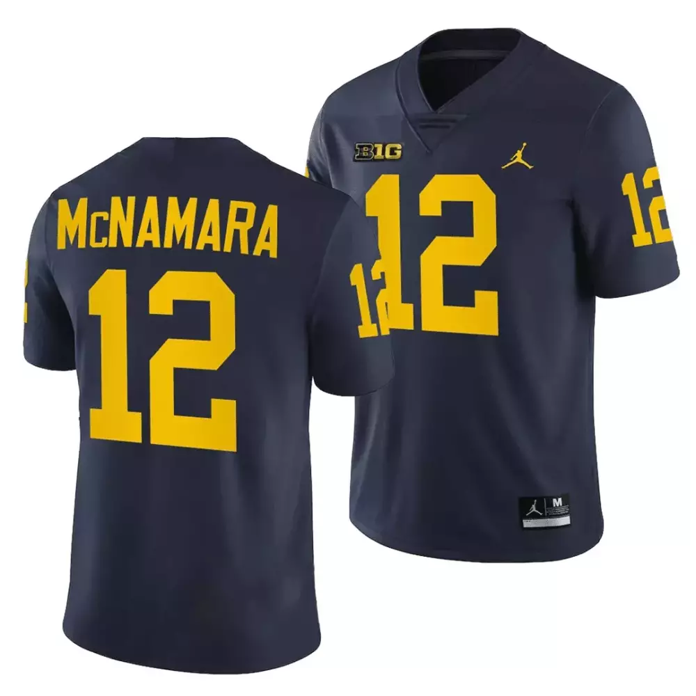 McNamara 12 Michigan Wolverines Navy Stitched Jersey | Name Patch 2022-23 | For Men, Women & Youth